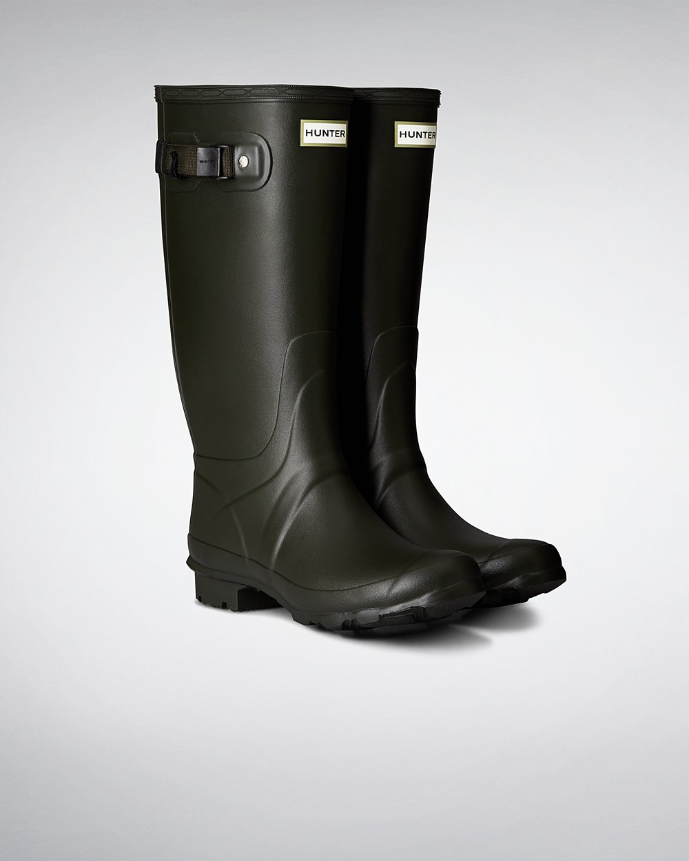 Womens Wide Fit Rain Boots - Hunter Huntress Leg (51MJLURWB) - Dark Olive